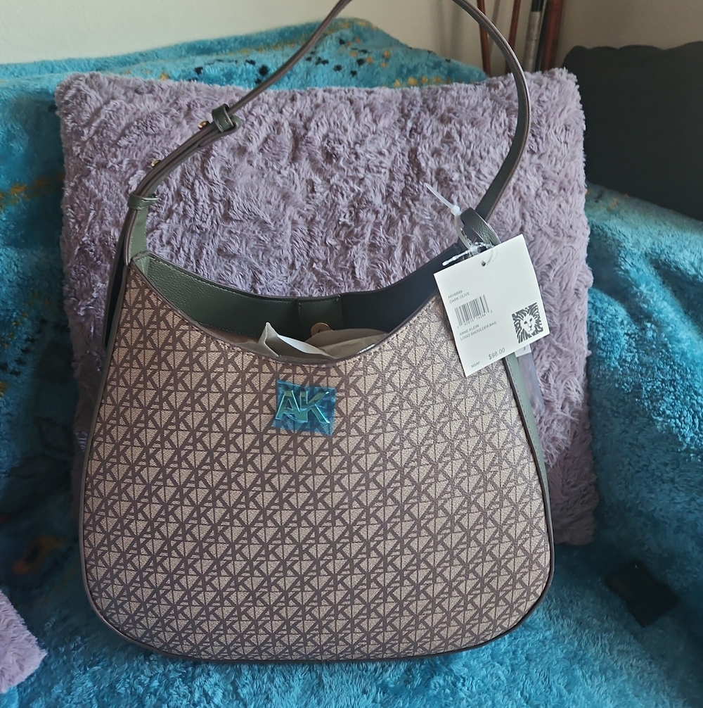 Anne Klein Mauve Jacquard Shoulder Bag